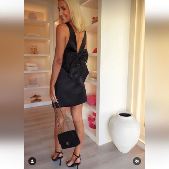 Zara Black Mini Dress with Bow - Picture 4 of 17